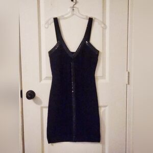 Bebe black Stretch blend cocktail dress W/Beaded Detailing Size S